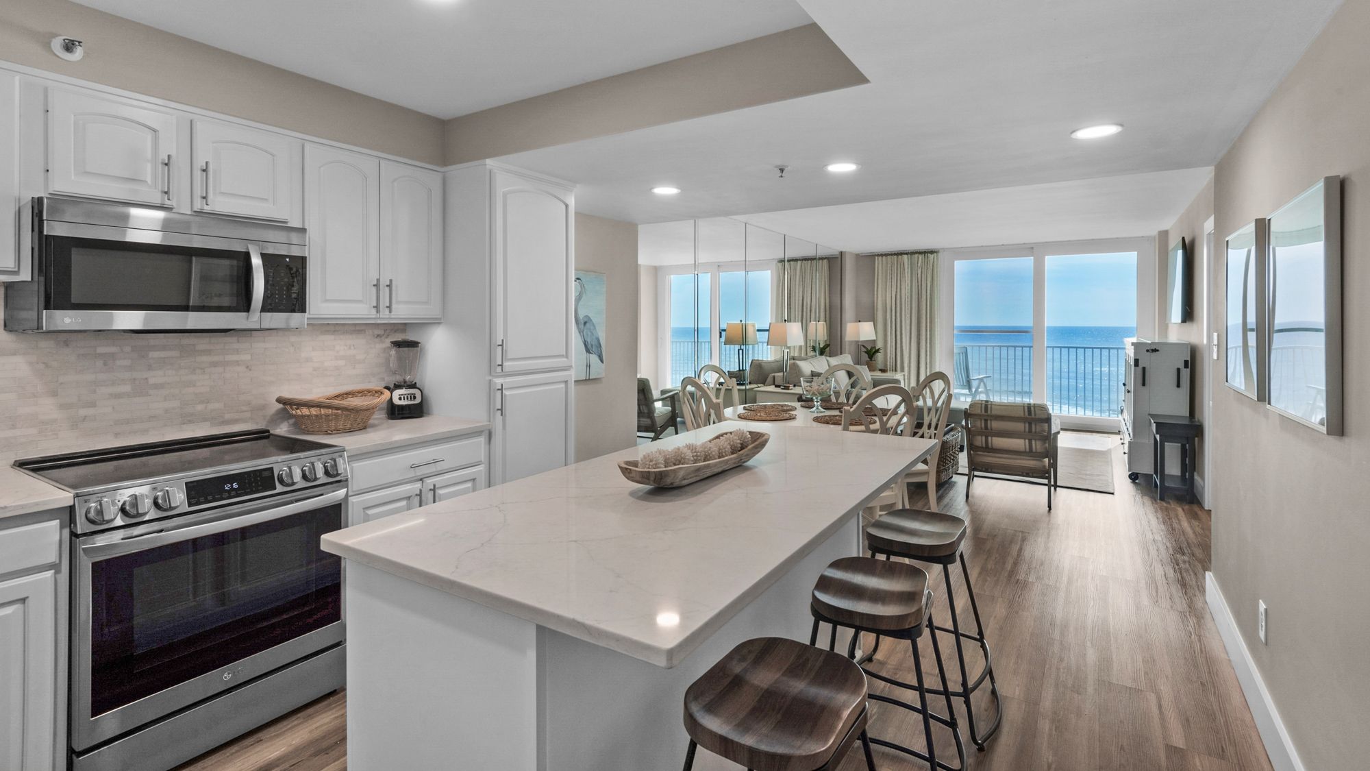 Beachcrest 402 Kitchen and Living Area with Ocean View