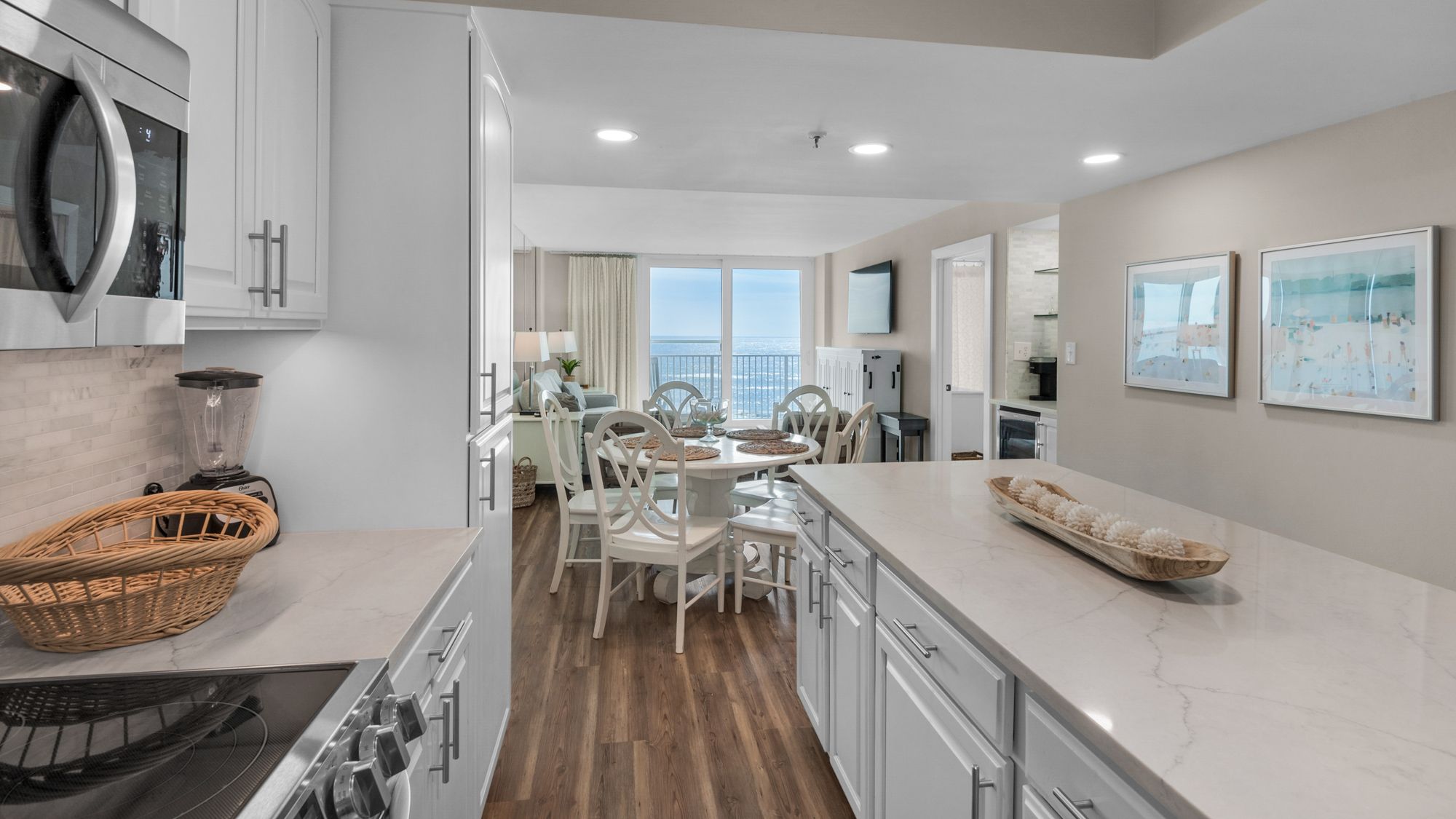 Beachcrest 402 Kitchen and Living Area with Ocean View