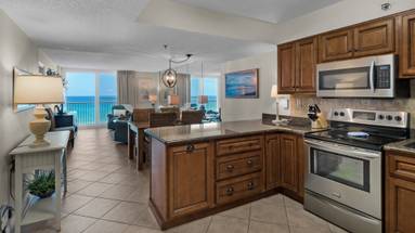 BeachCrest 405 Kitchen and Living Area with Gulf Views BeachCrest 405 Kitchen and Living Area with Gulf Views