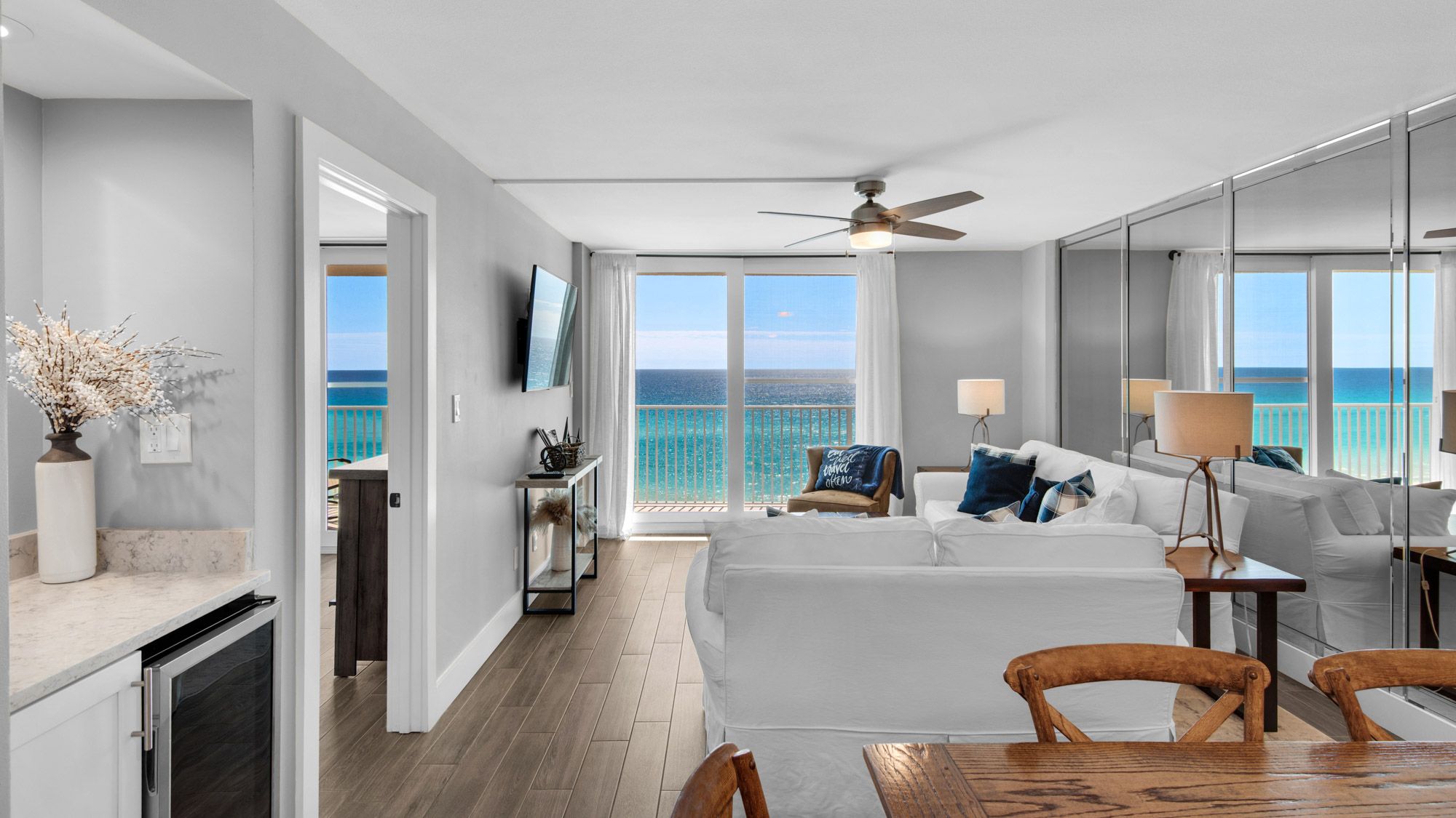 BeachCrest 603 Dining Area into Living Area w/ Gulf Views