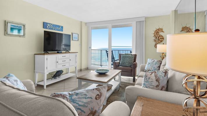 BeachCrest 803 Living area with Gulf views BeachCrest 803 Living area with Gulf views