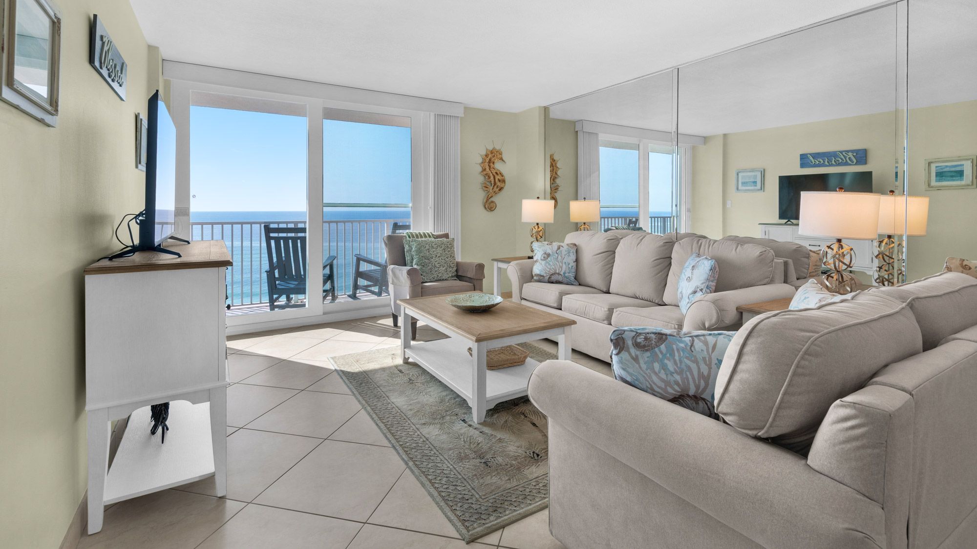 BeachCrest 803 Living area with Gulf views