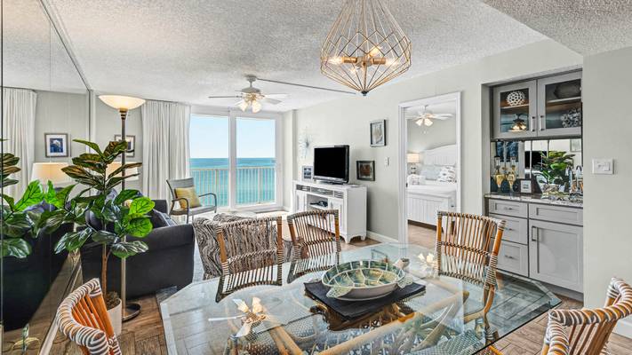 BeachCrest 804 - Newly updated living into dining area with Gulf BeachCrest 804 - Newly updated living into dining area with Gulf