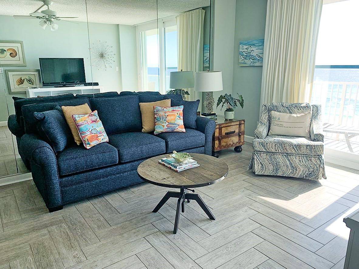 BeachCrest 804 Living area with new Couch BeachCrest 804 Living area with new Couch