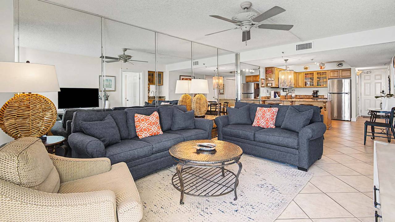 BeachCrest 805 - Updated living area with new couch BeachCrest 805 - Updated living area with new couch