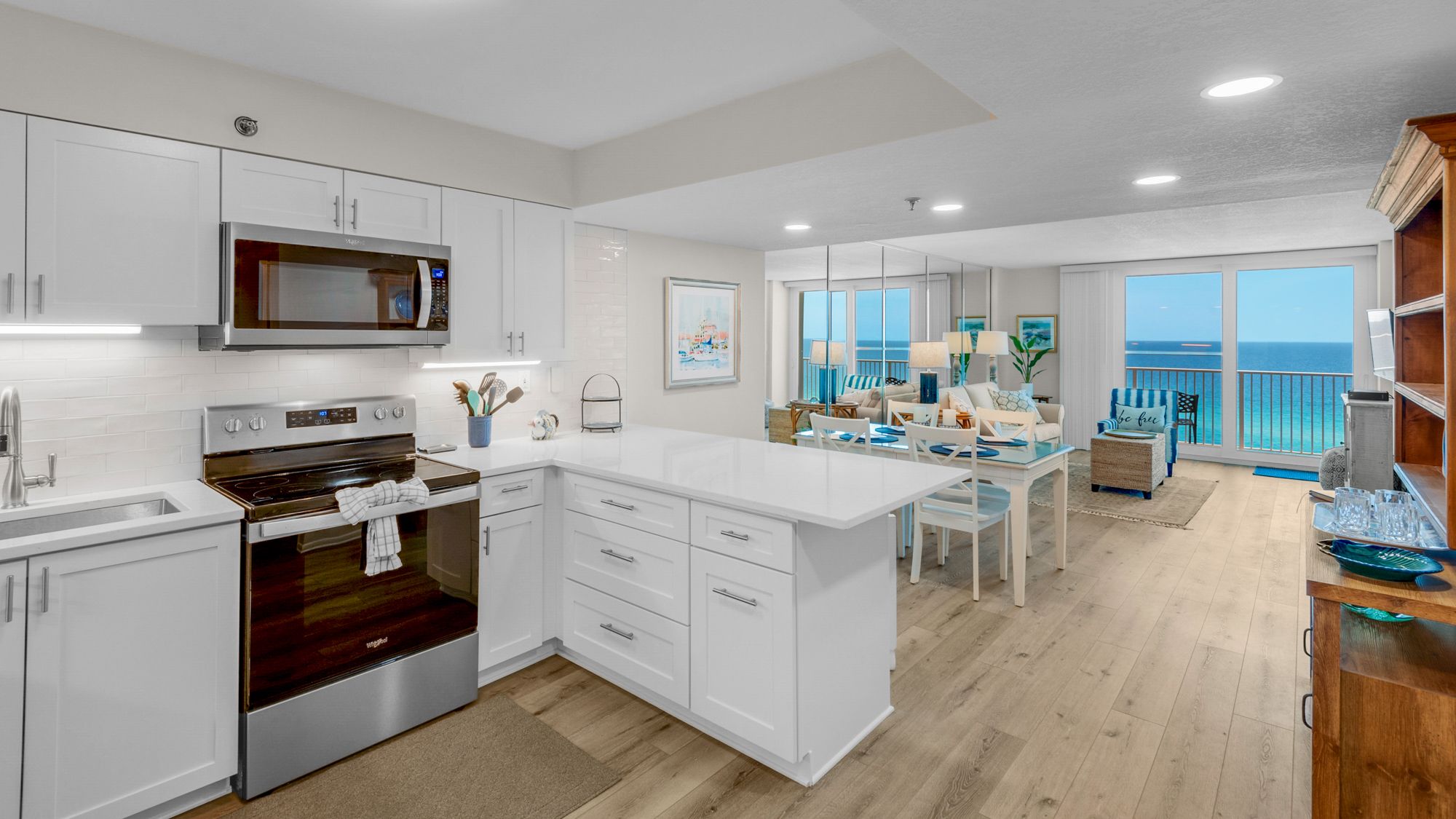 BeachCrest 1004 Kitchen and Living Area with Gulf View