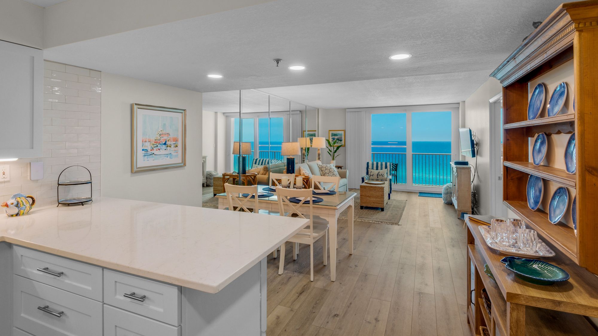 BeachCrest 1004 Kitchen and Living Area with Gulf View