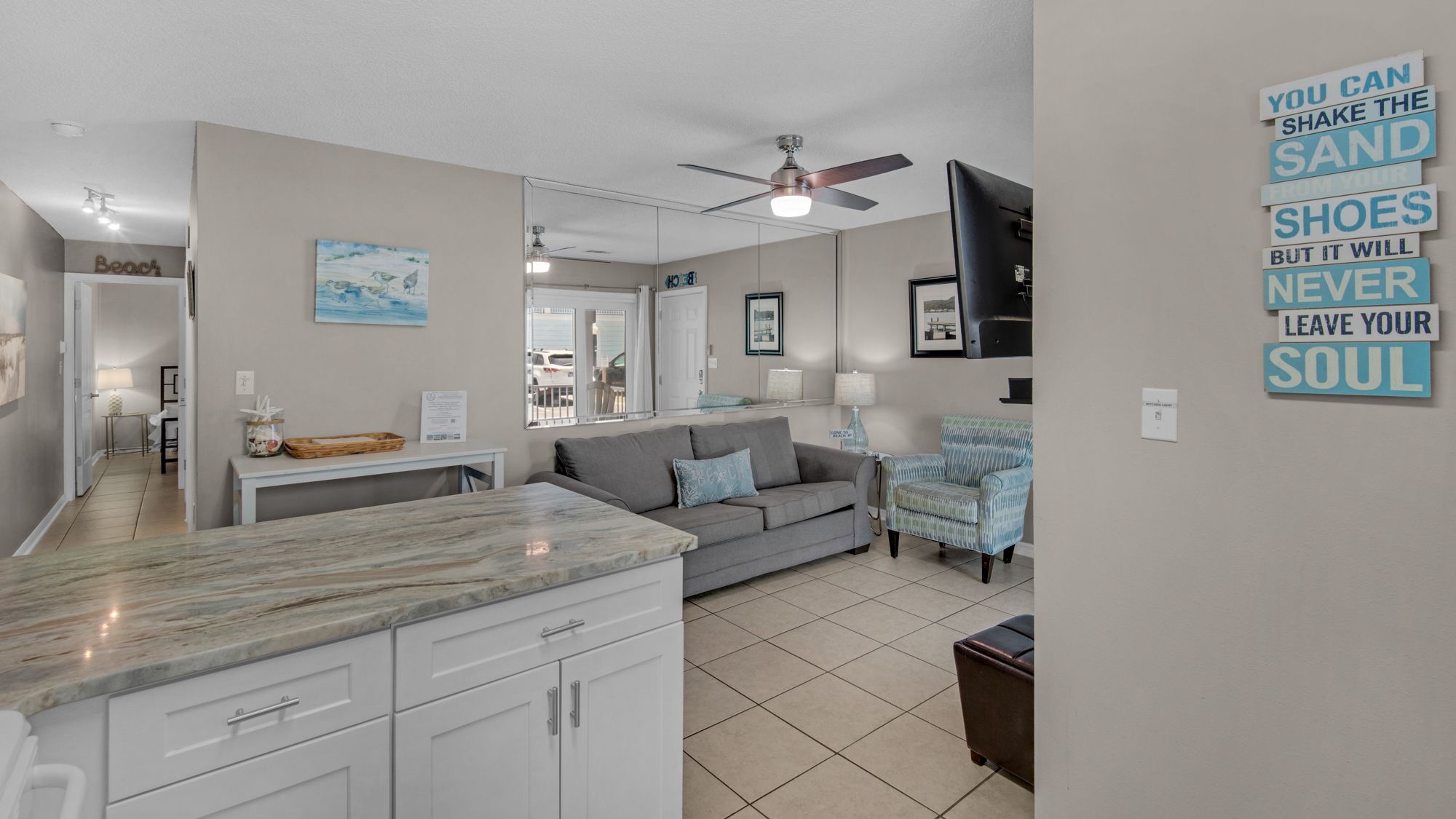 Beachside Villas 513 Kitchen and Living Area