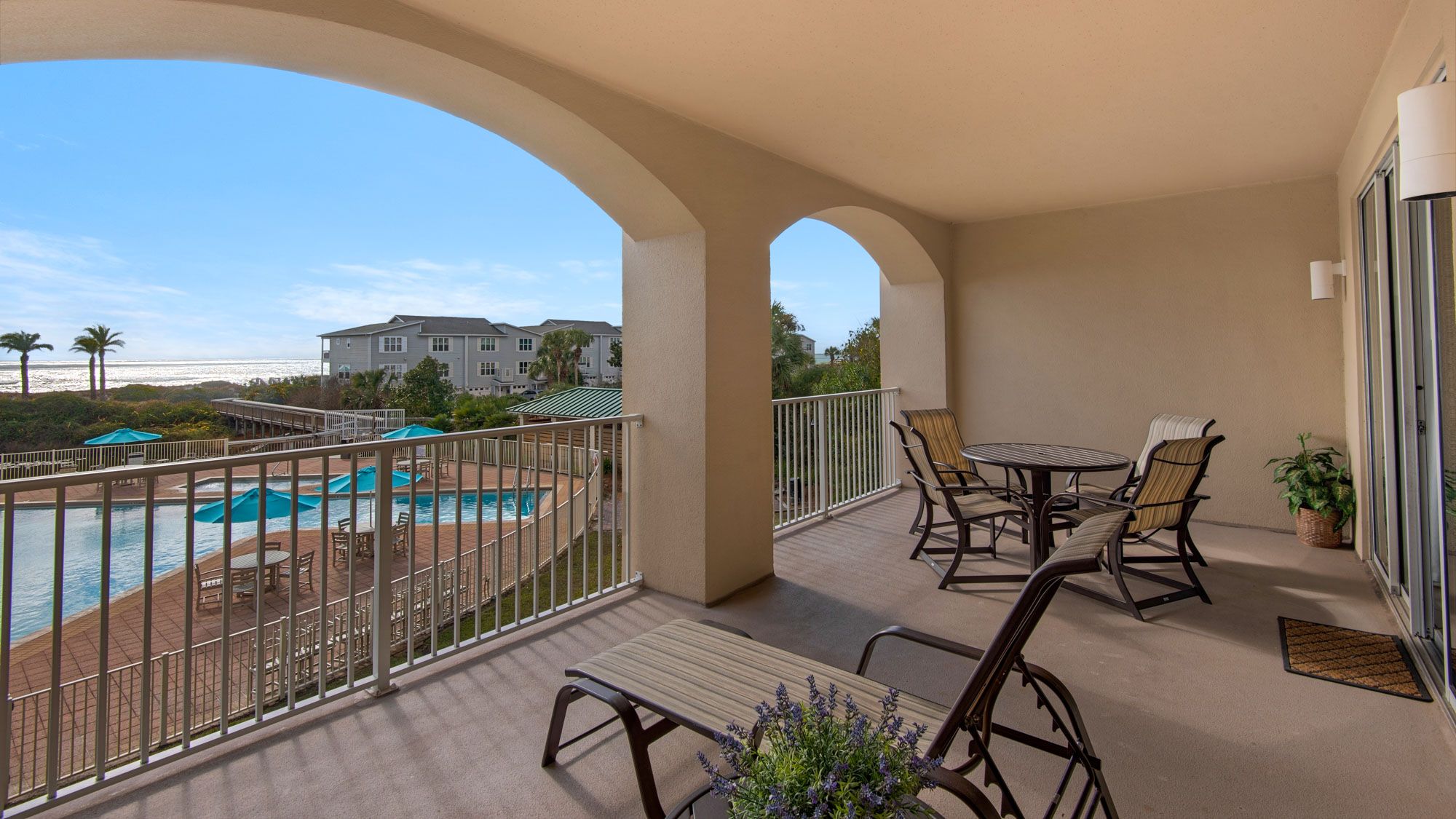San Remo 208 Balcony with Pool and Gulf views
