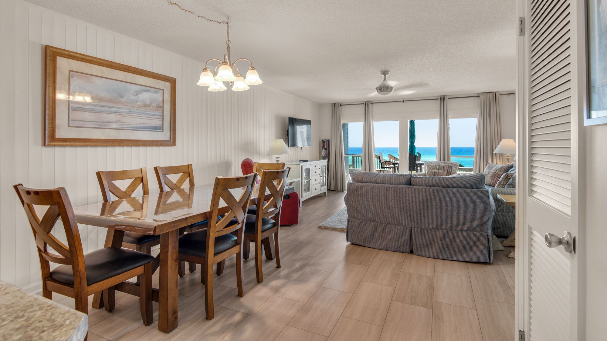 Blue Nine 3 Dining Table and Living Area with Gulf View