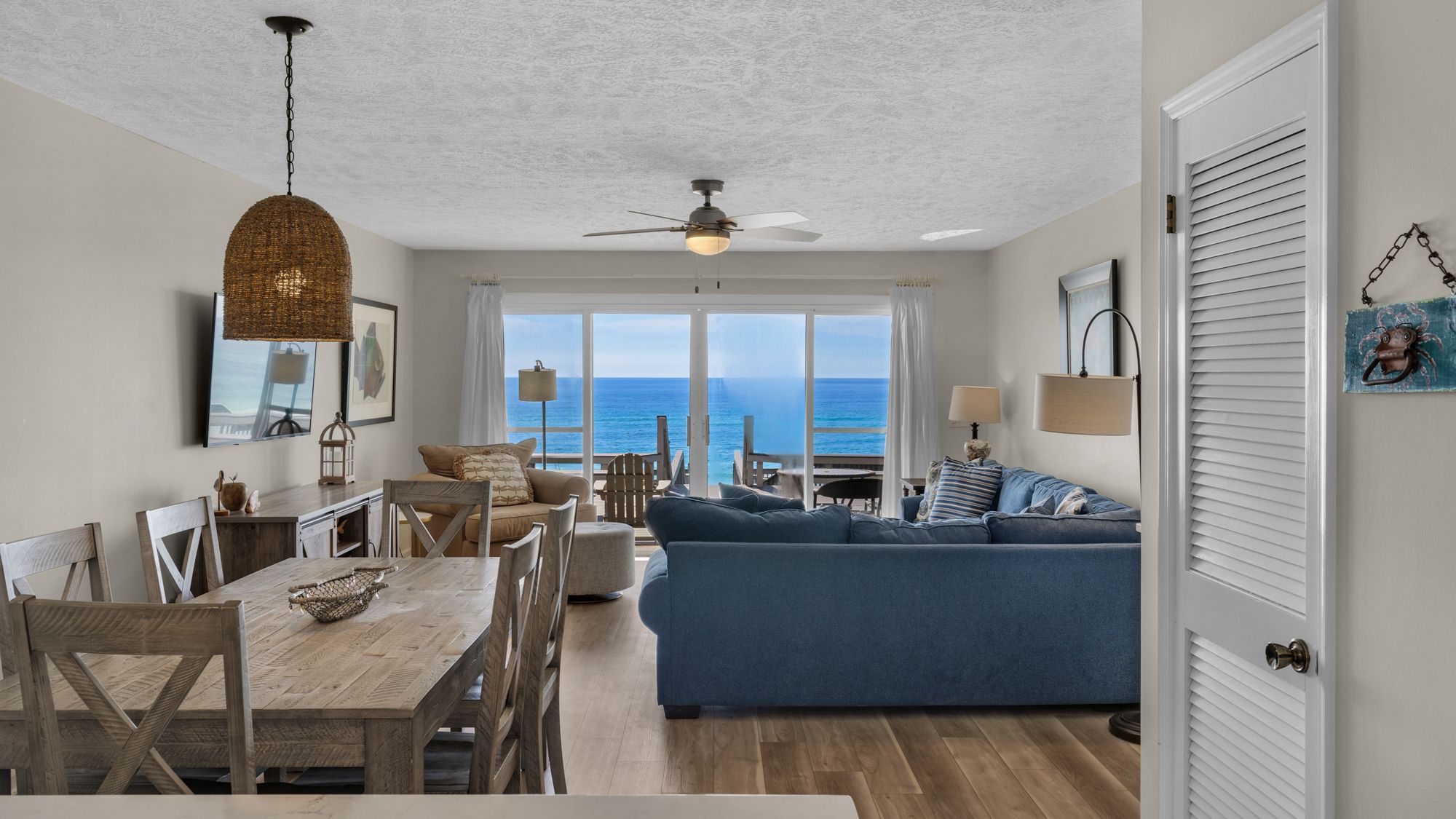 Blue Nine 5 Dining Table and Living Area with Gulf View