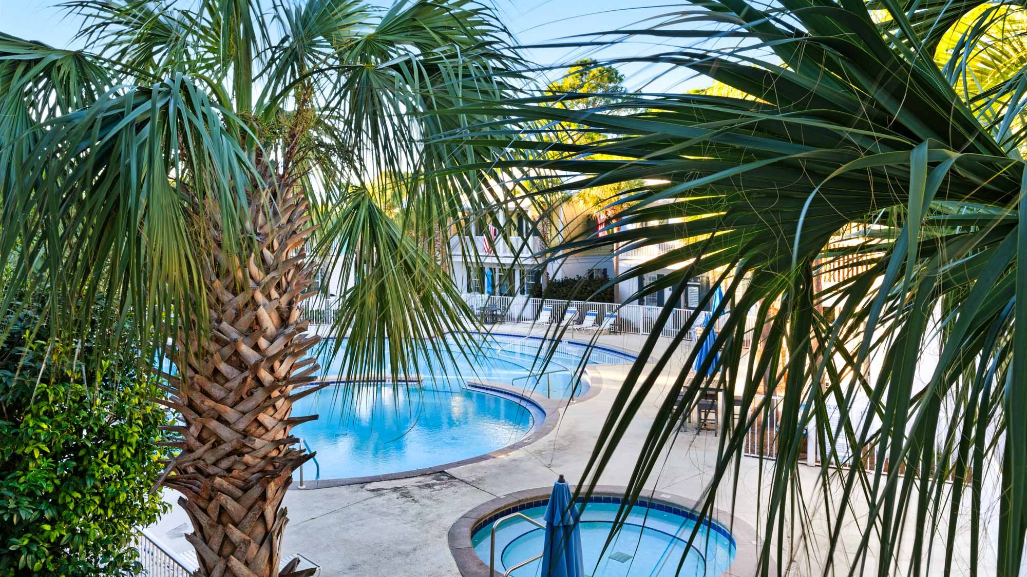 Salty Paws Bungalow Pool view from balcony