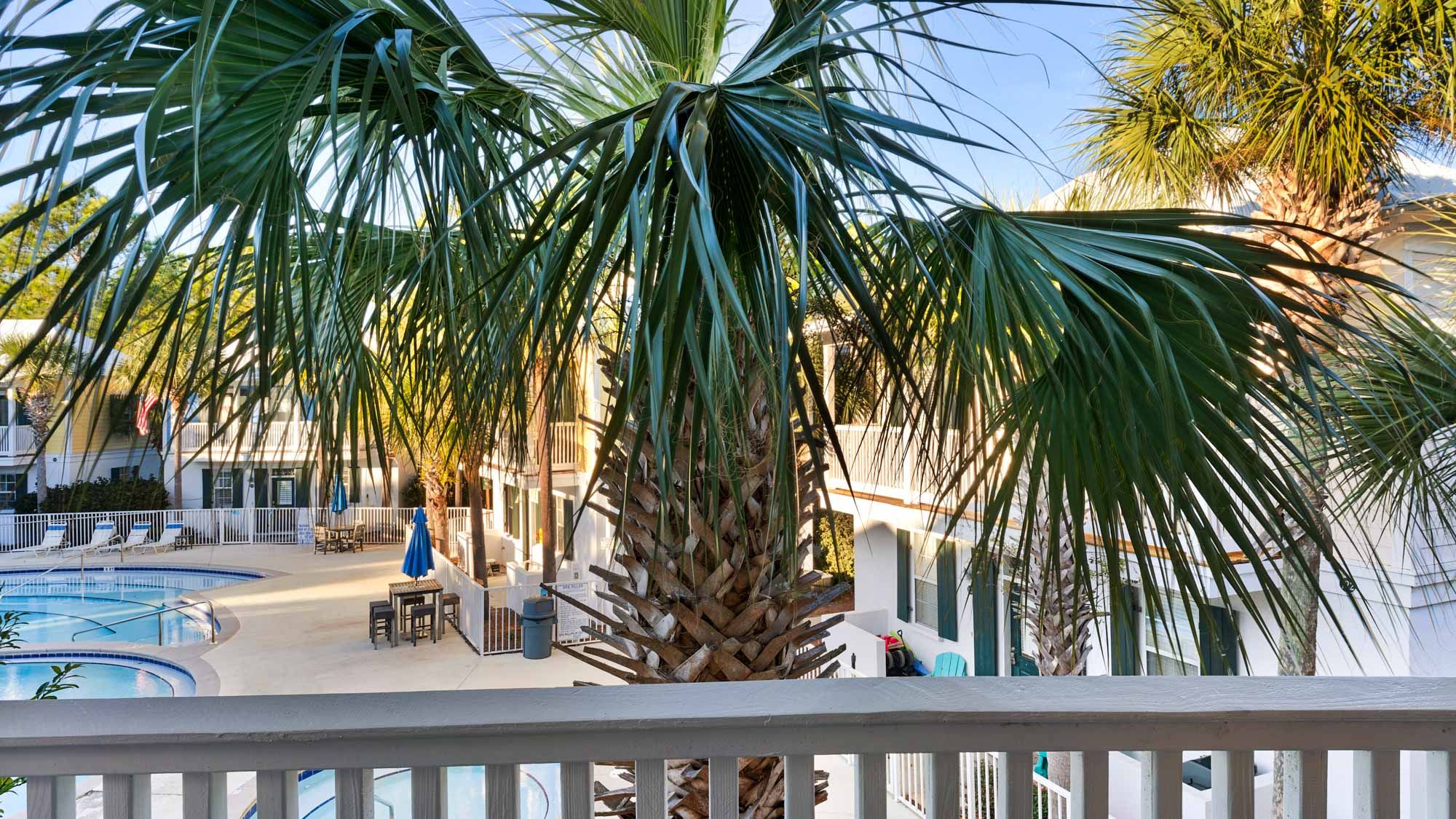 Salty Paws Bungalow Pool view from balcony