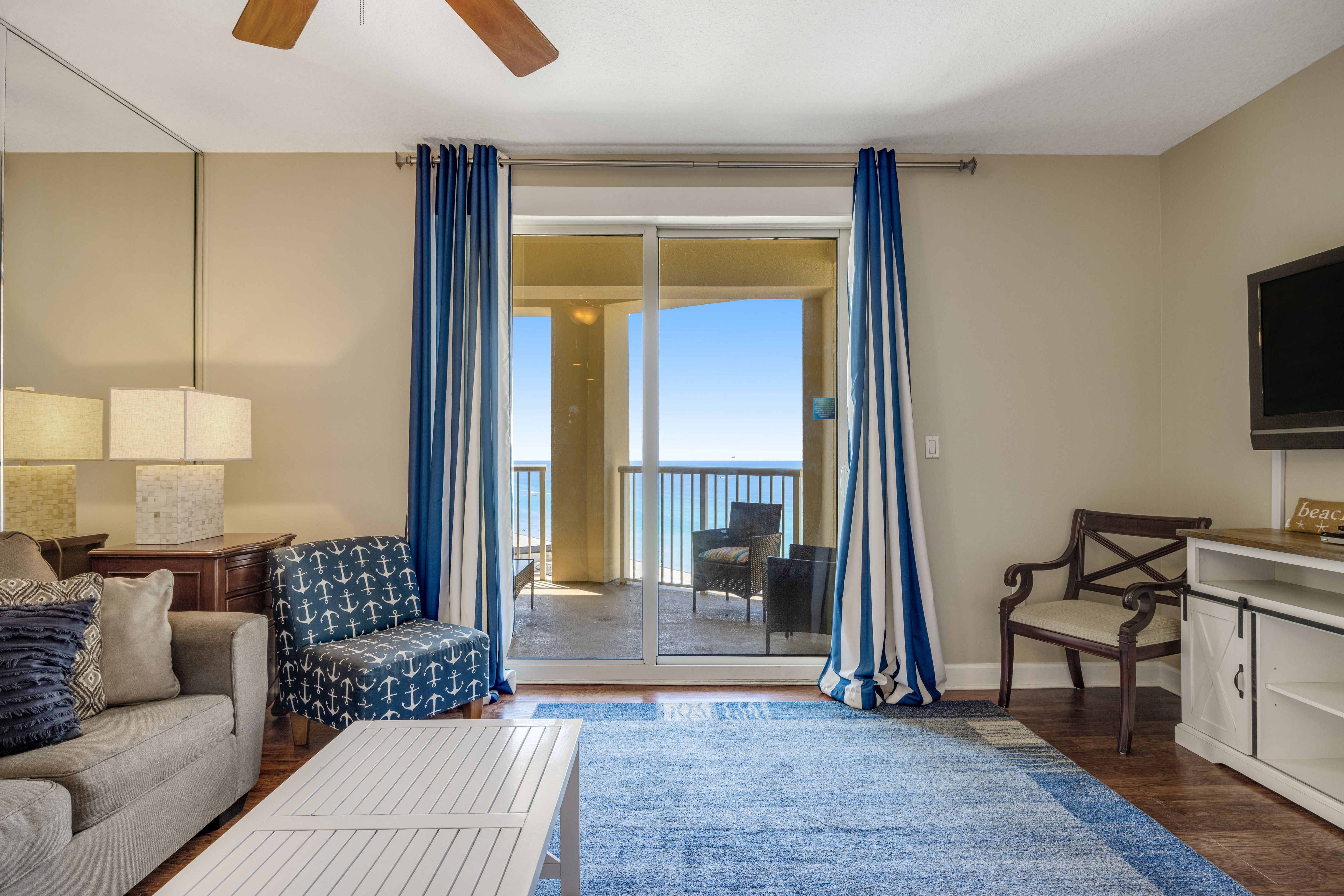 Grand Panama 2-1002 Living Area with gulf views