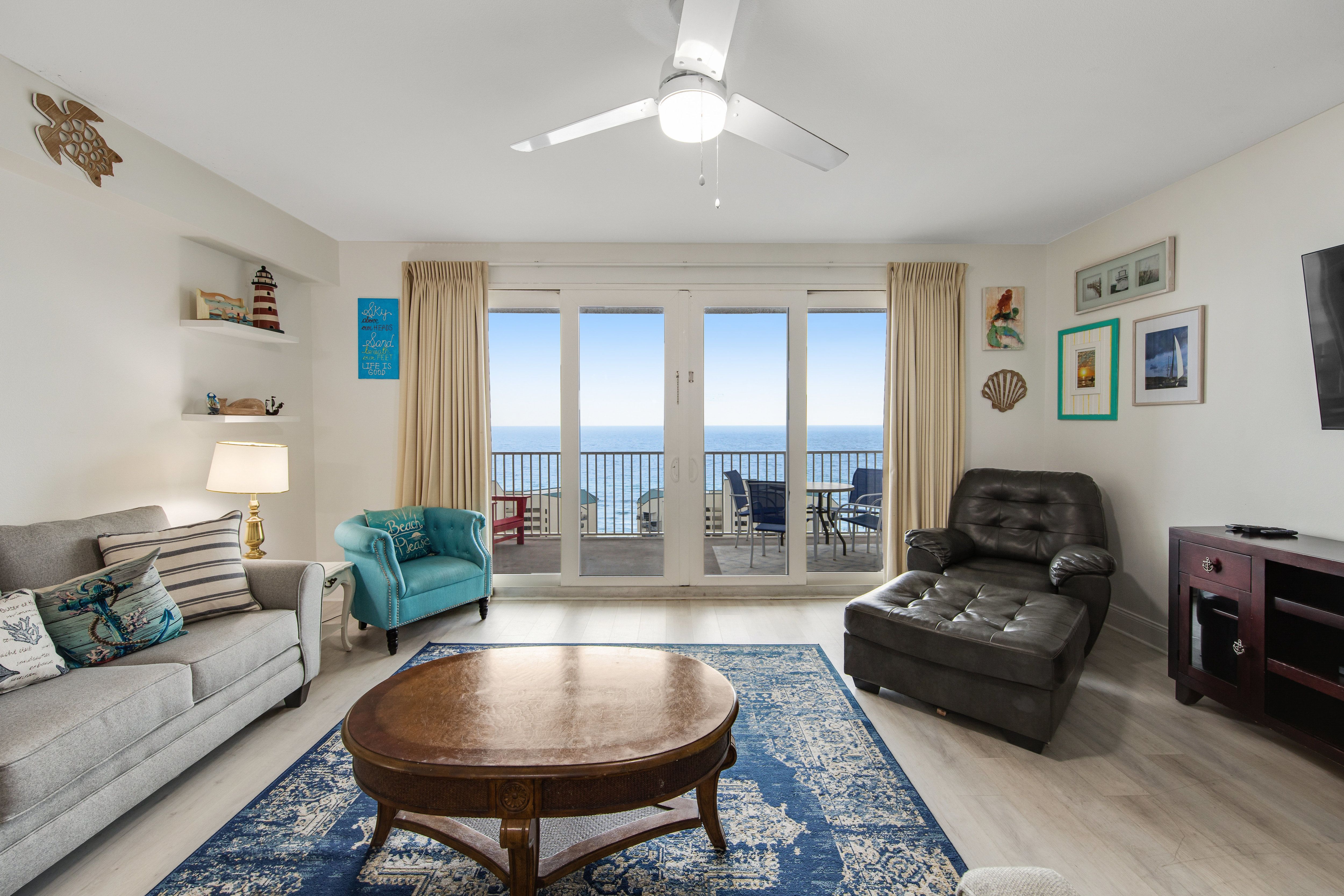 Laketown Wharf 1816 Living Area with Gulf Views