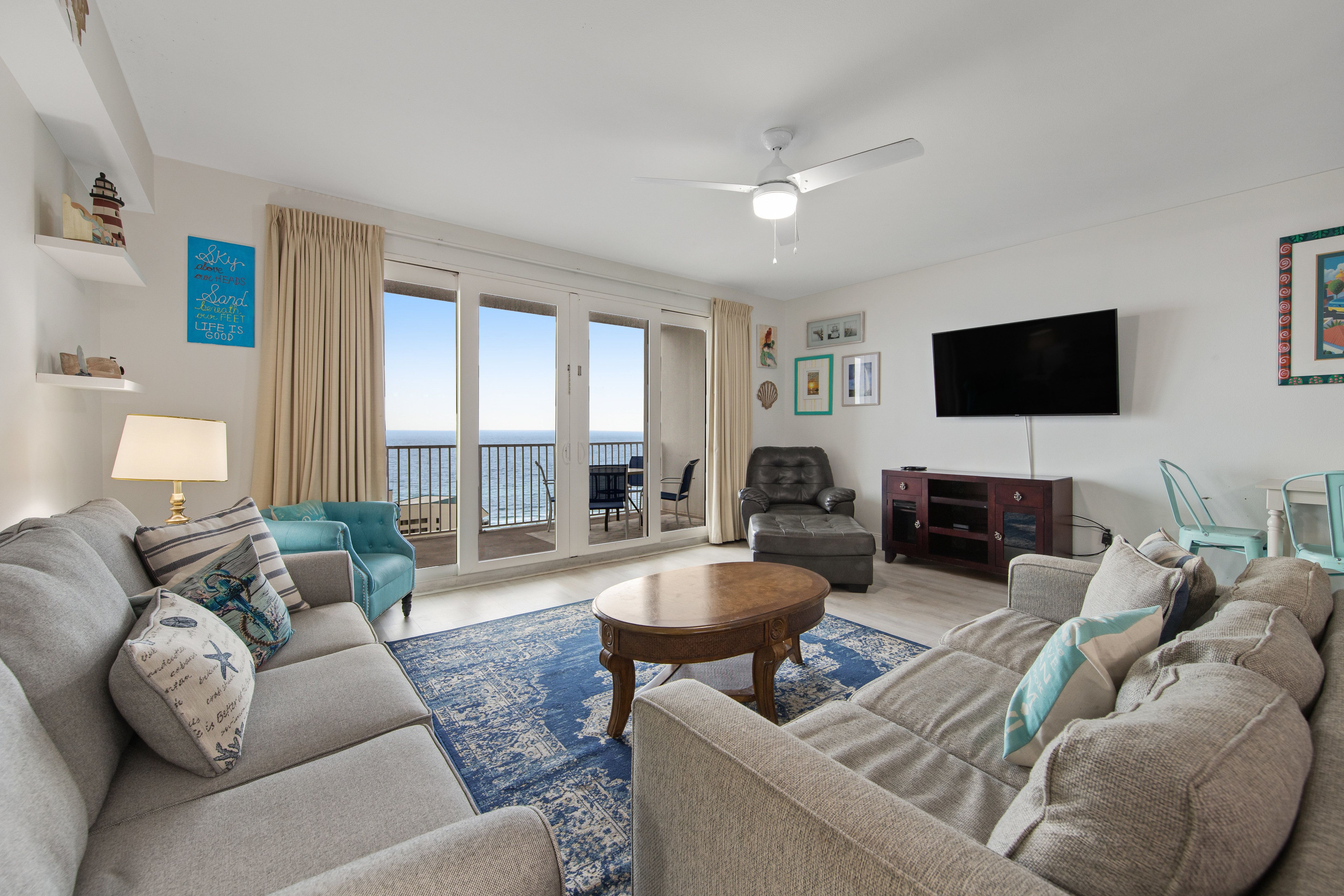 Laketown Wharf 1816 Living Area with Gulf Views
