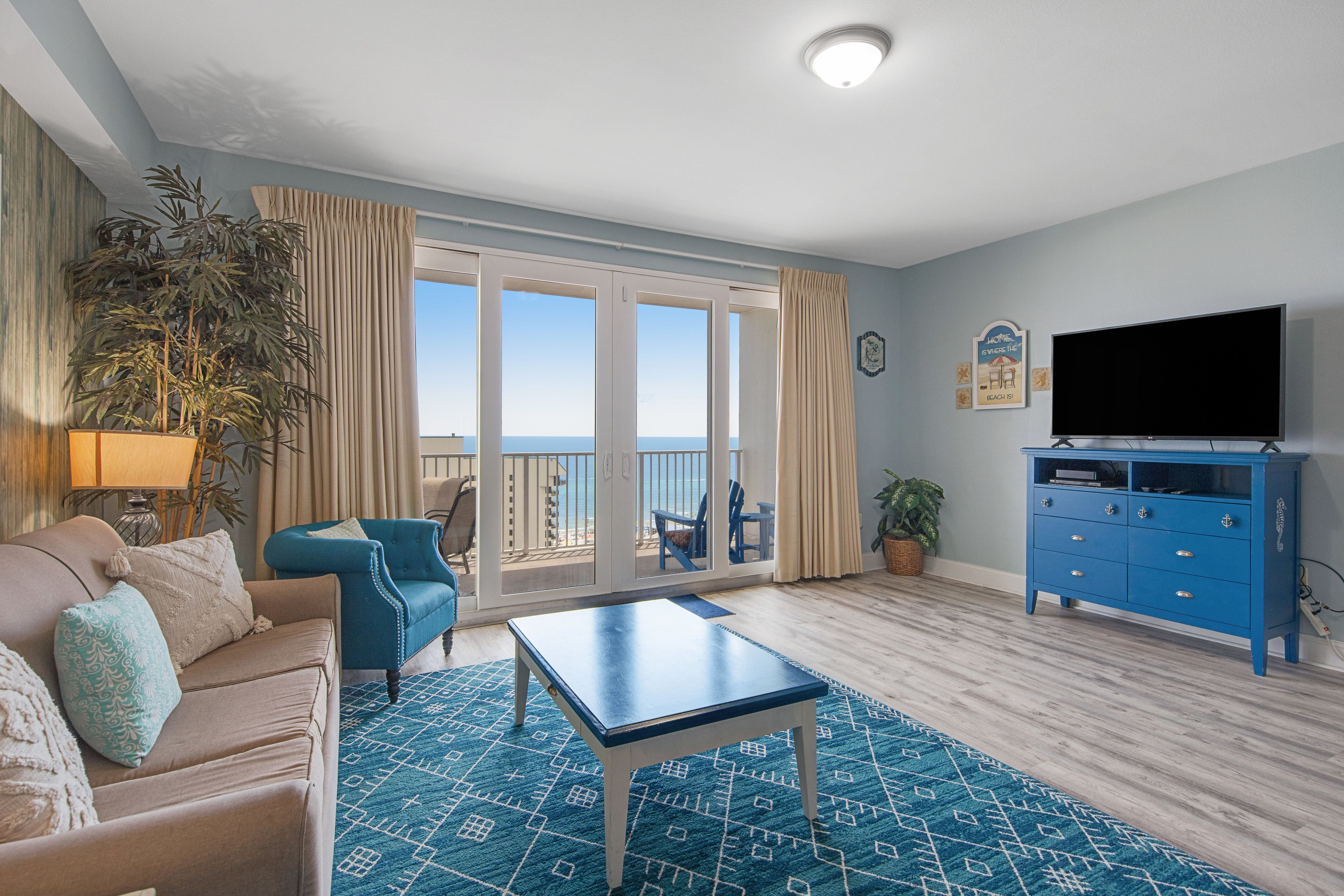 Laketown Wharf 1316 Living Area with Gulf Views