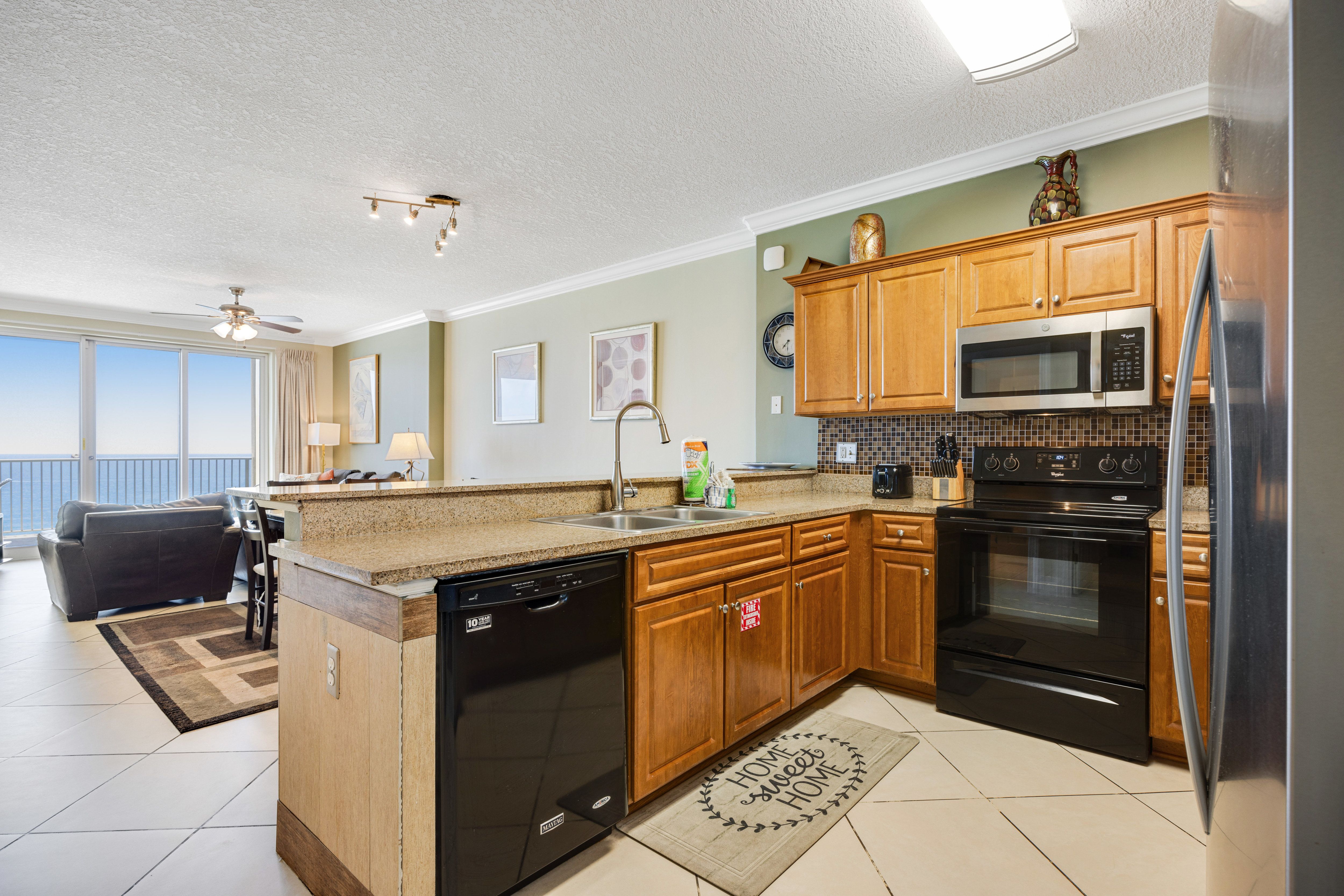 Ocean Villa 1103 Kitchen with Gulf View