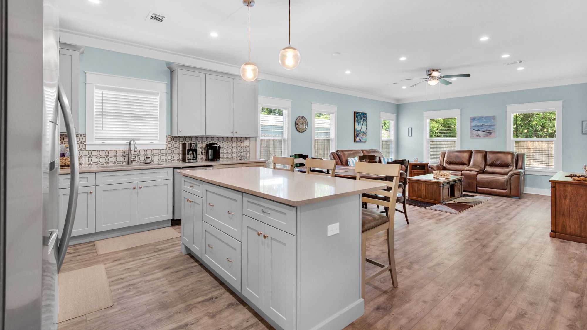 Boat and Beach Kitchen and Living Area