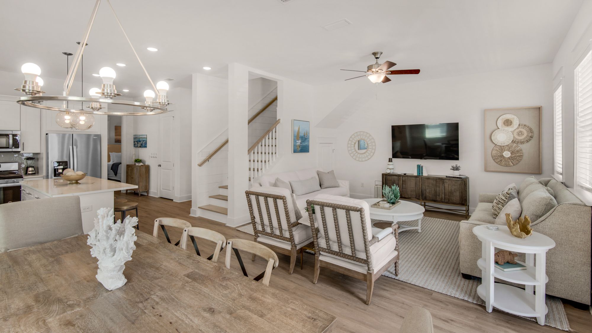 Serene Stay on 30A Dining Table and Living Area