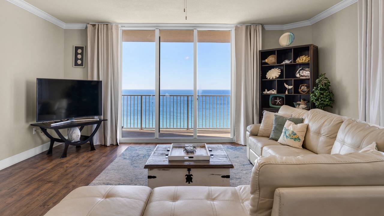 Tidewater 1301 Living Area with Gulf Views Tidewater 1301 Living Area with Gulf Views