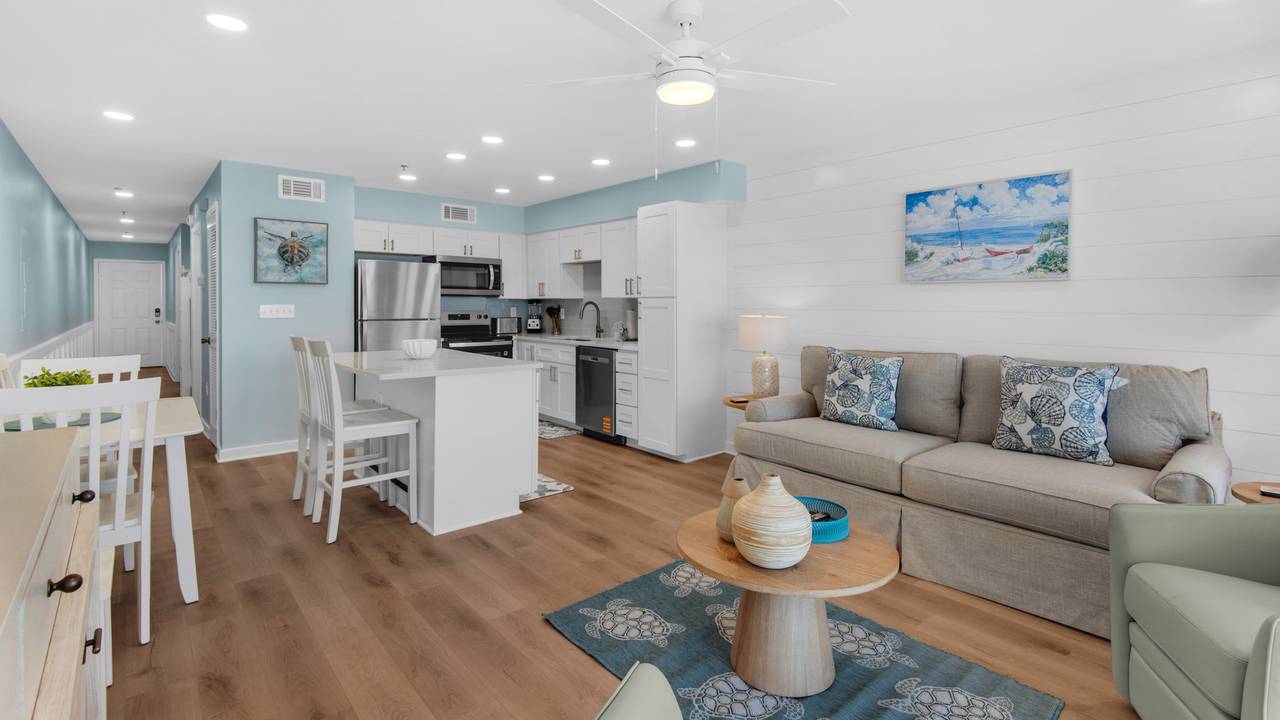 Crystal Sands 111B - Living area into kitchen Crystal Sands 111B - Living area into kitchen