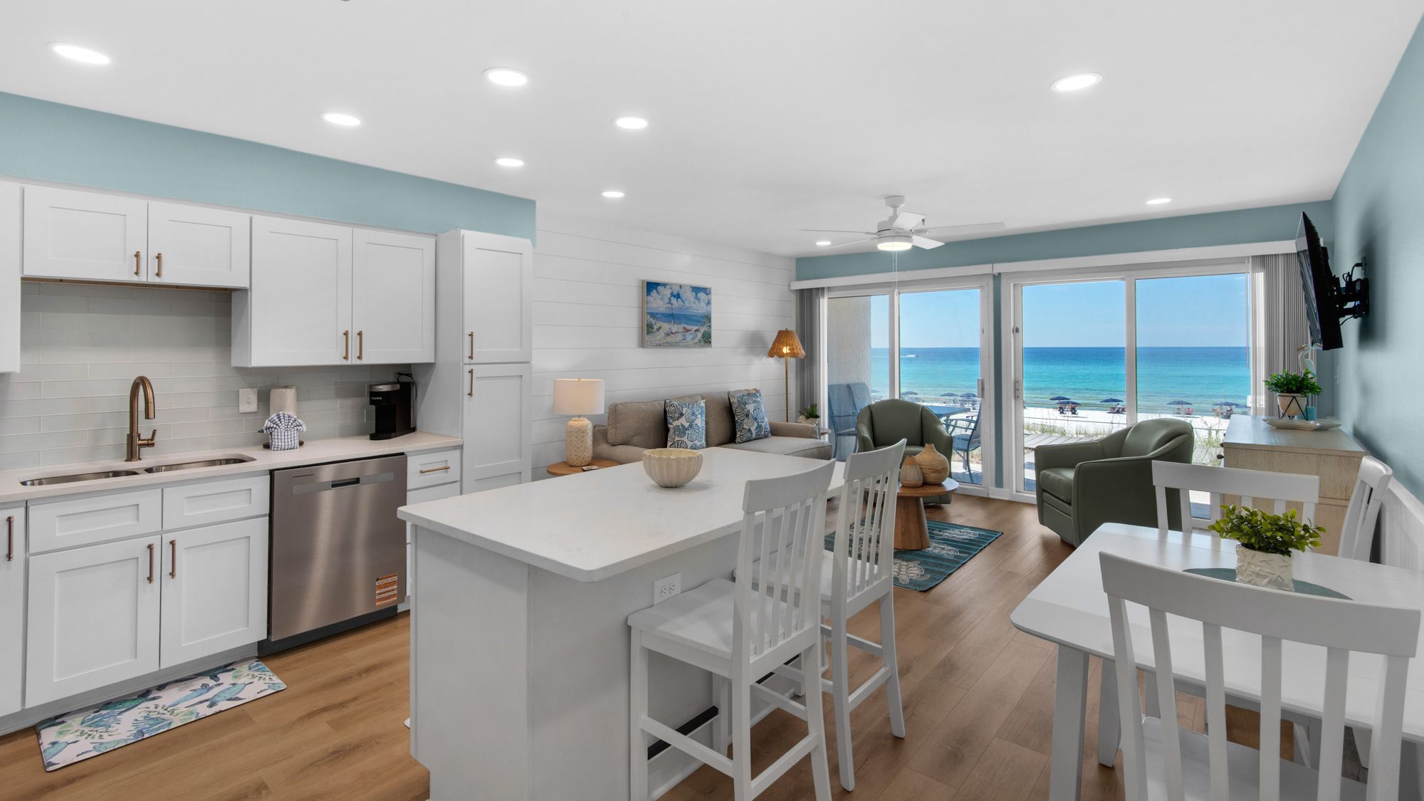 Crystal Sands 111B - Kitchen into Living area overlooking the gu