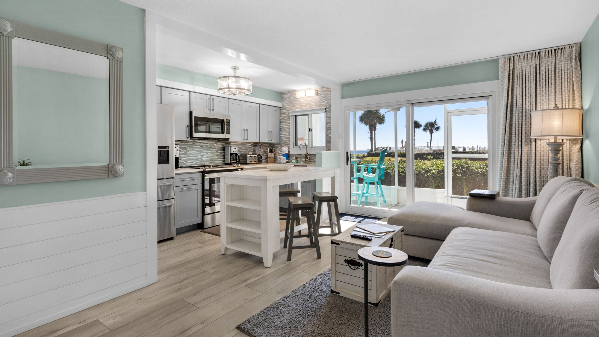 Sand Cliffs 108 Living Area into Kitchen