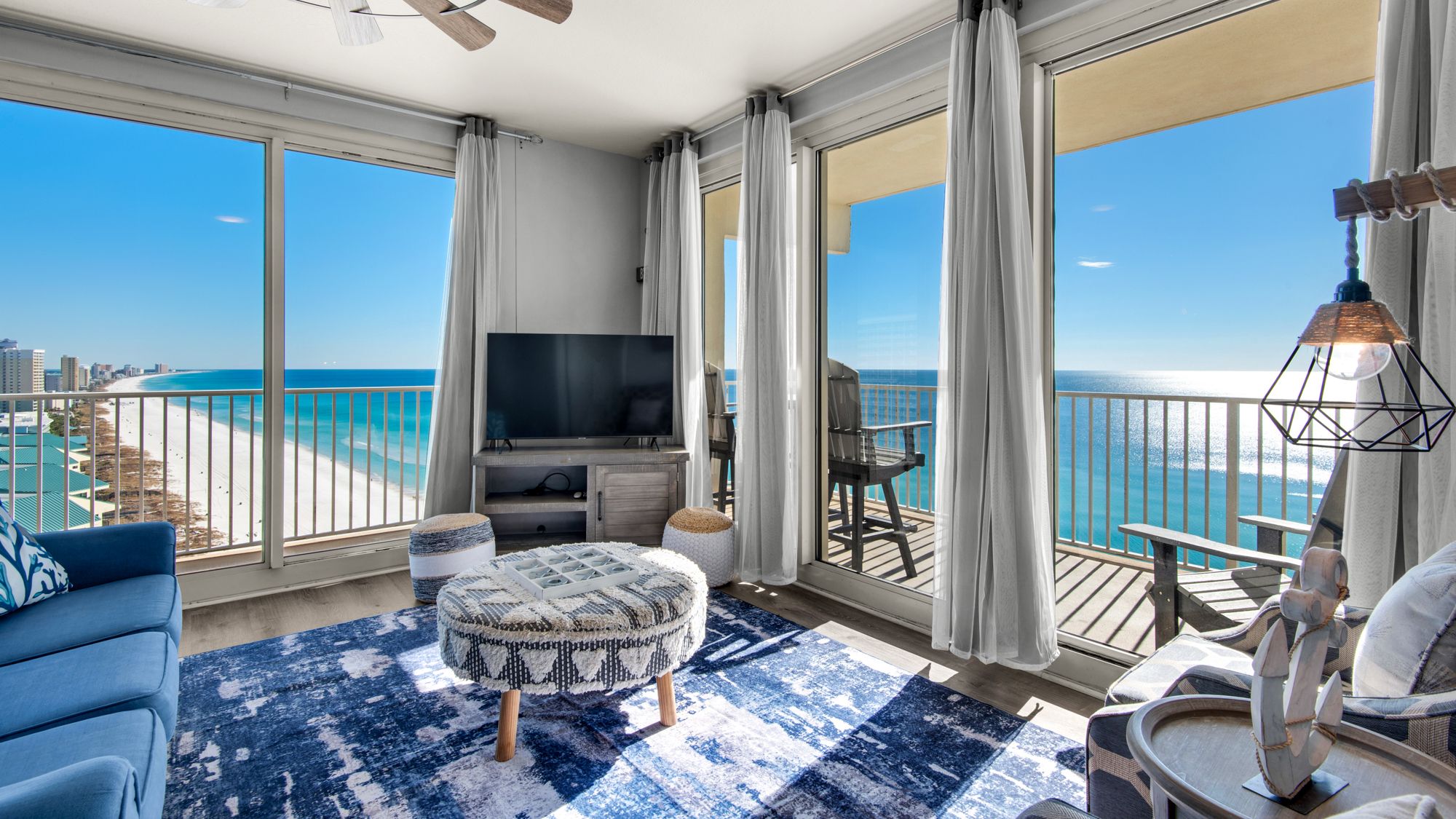 Shores of Panama 1831 Living Area with Gulf Views