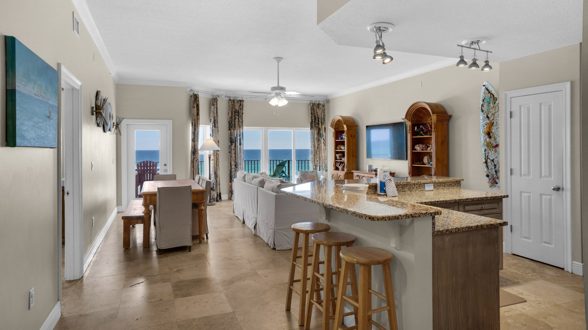 Legacy 303 Kitchen into Dining & Living area w/ Gulf views