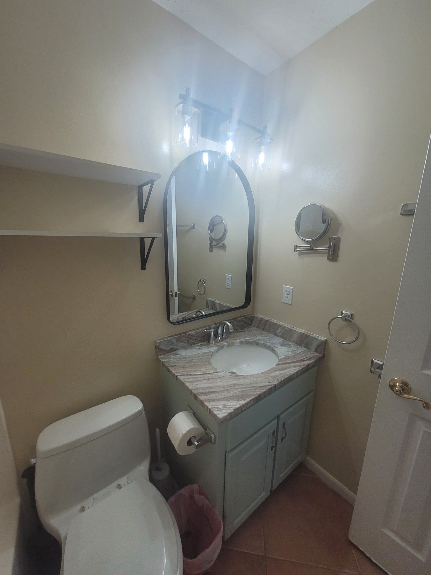 Newly updated mirrors and vanity lights