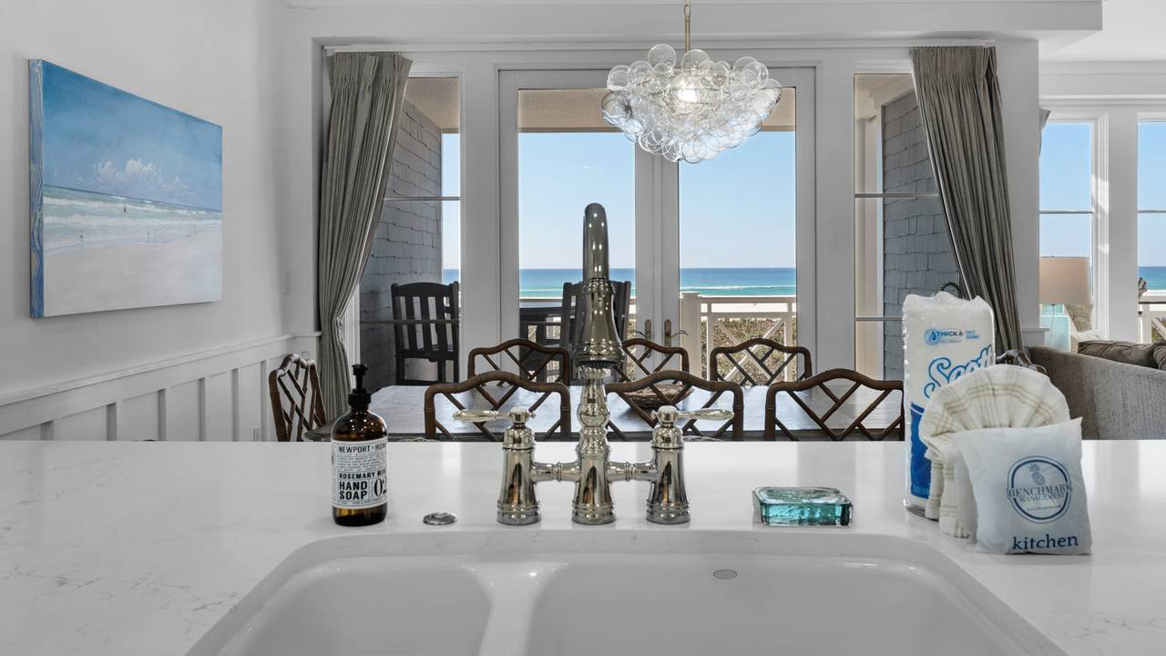 Kitchen sink with gulf views Kitchen sink with gulf views