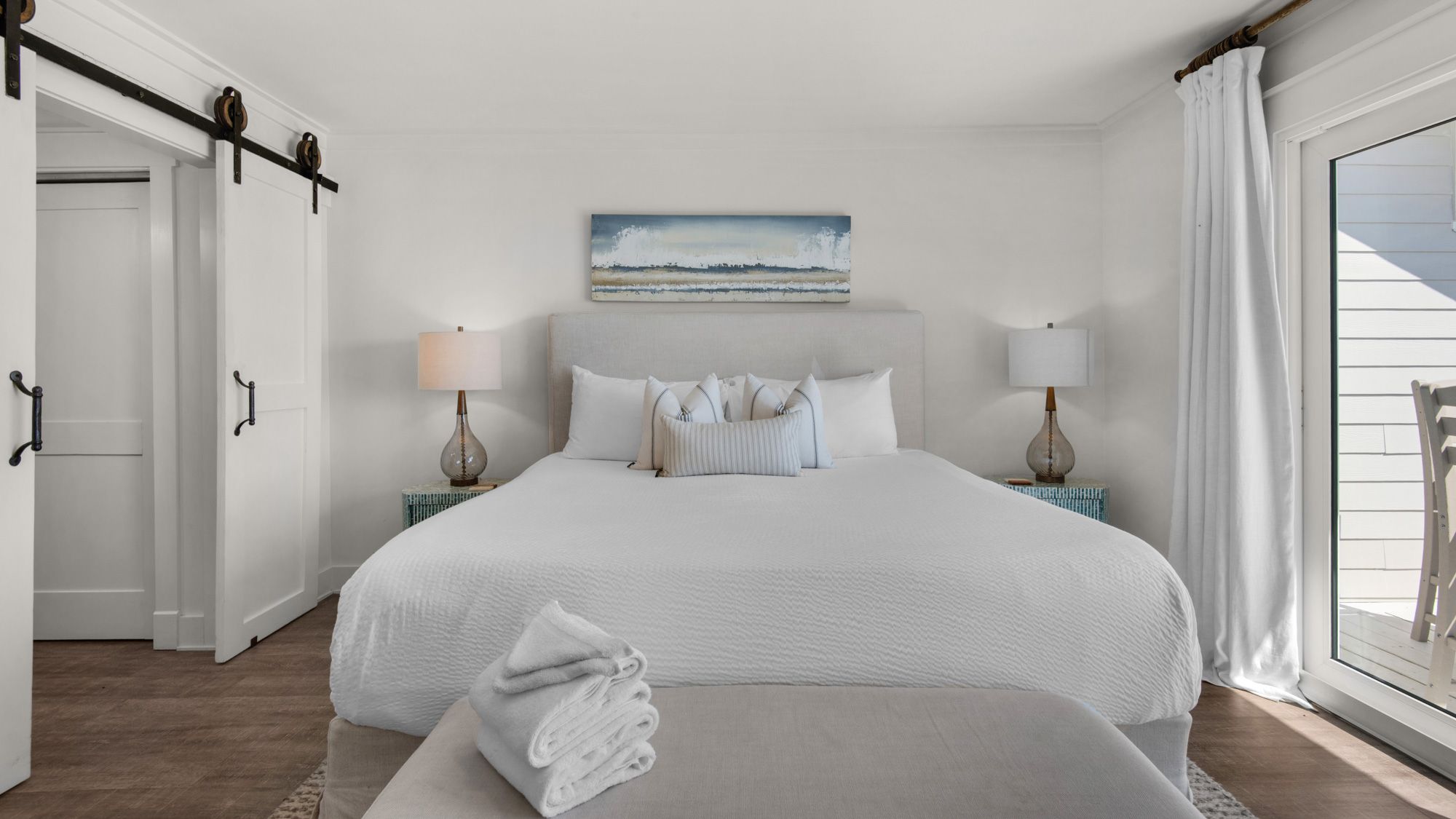 Seashadows Townhomes 4 - Master Bedroom w/ King bed and direct b