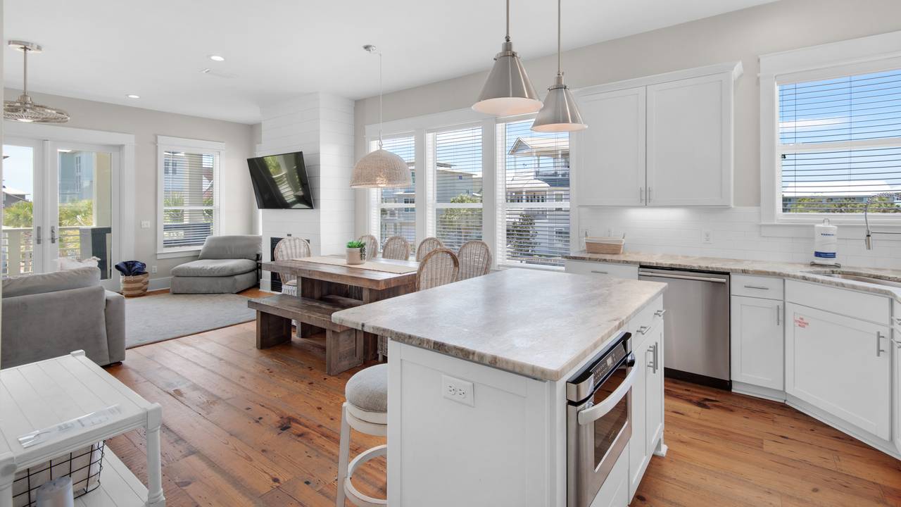 The Bee's Knees: 2nd Floor Kitchen Island into Dining & Living a The Bee's Knees: 2nd Floor Kitchen Island into Dining & Living a