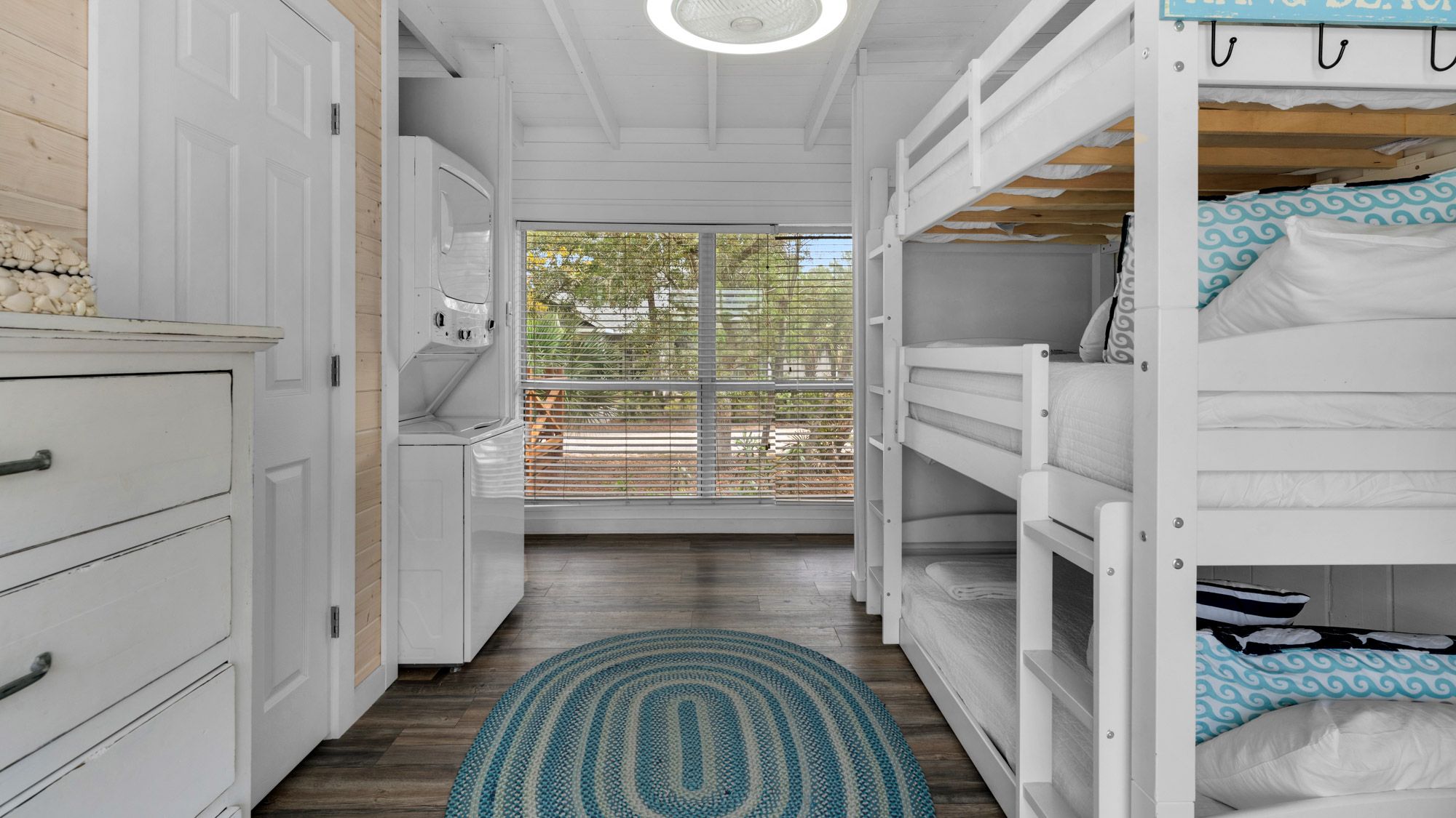 Coastal Charm: Hallway Tri-Bunk & Washer/Dryer