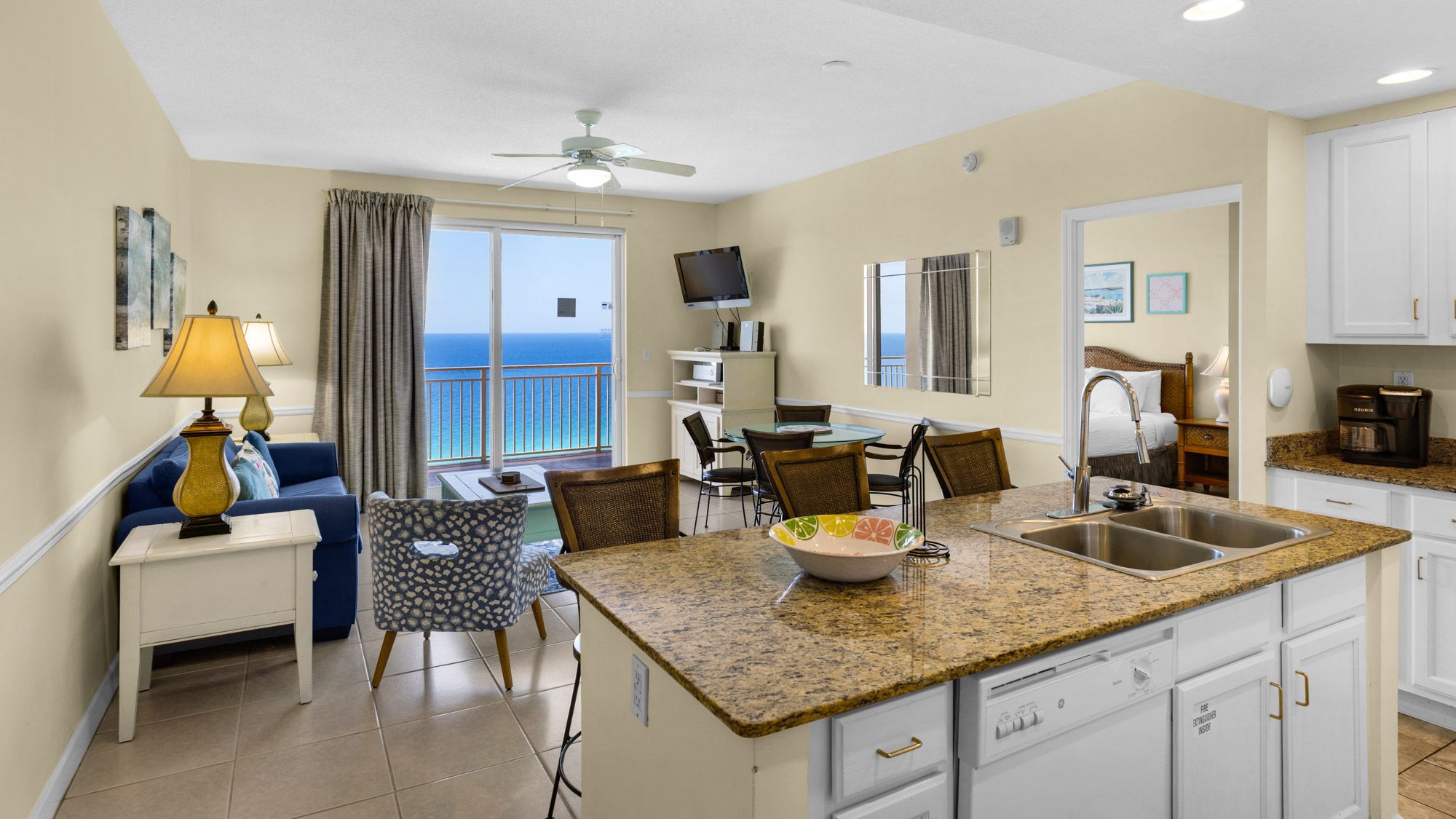 Sterling Reef 1604 - Kitchen into living area w/ Gulf views