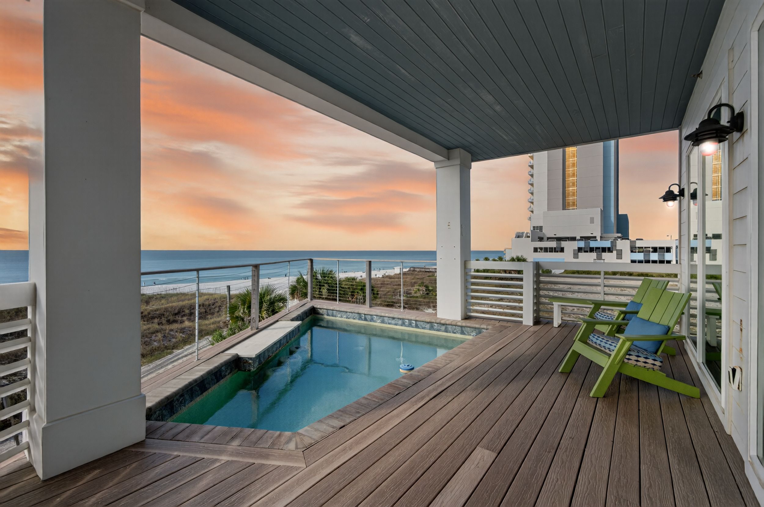 2nd Floor - Twilight shot of the Balcony with Gulf-front Heated 