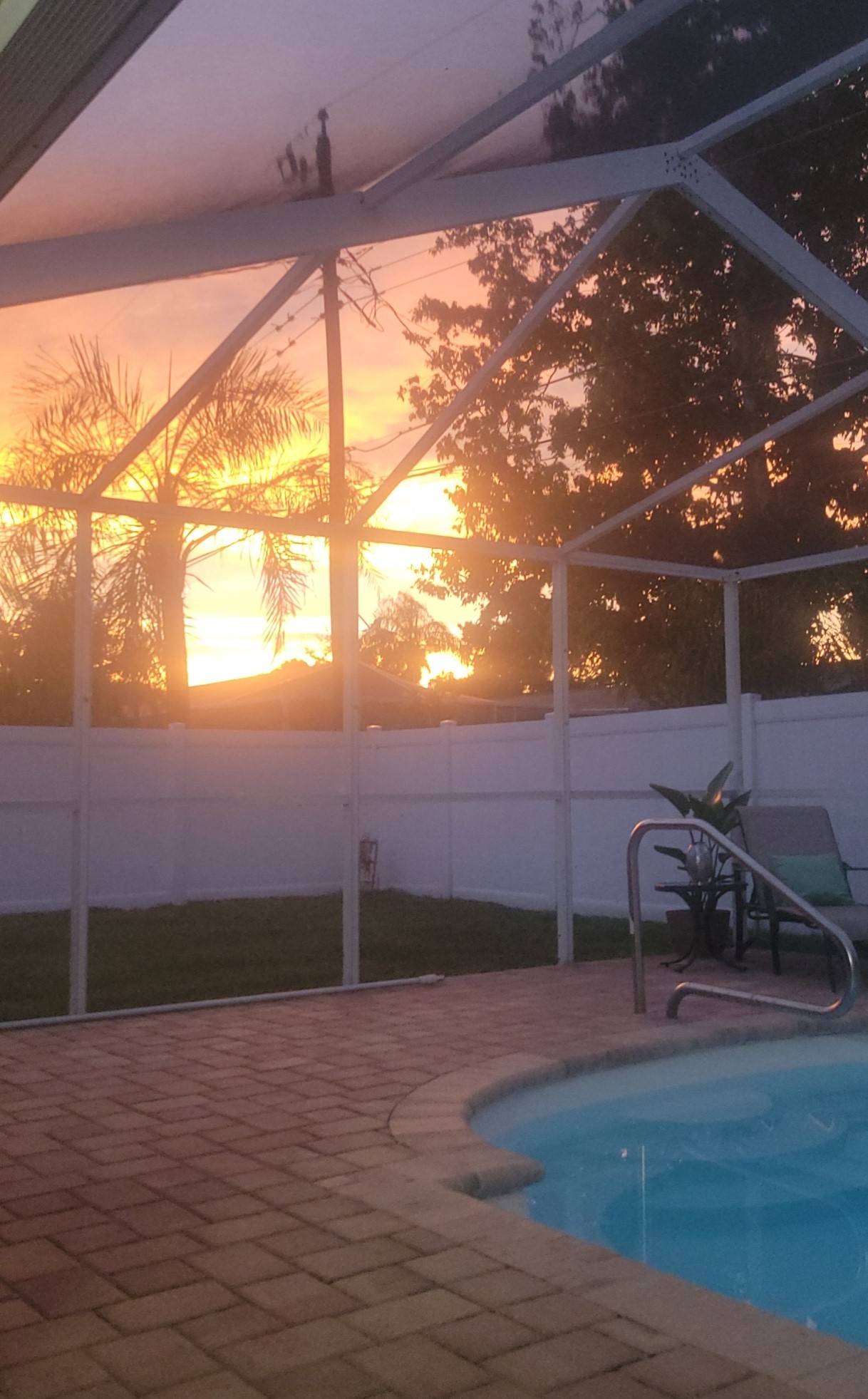 Sunset from the pool and patio