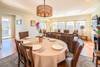 The dining and living areas are open concept