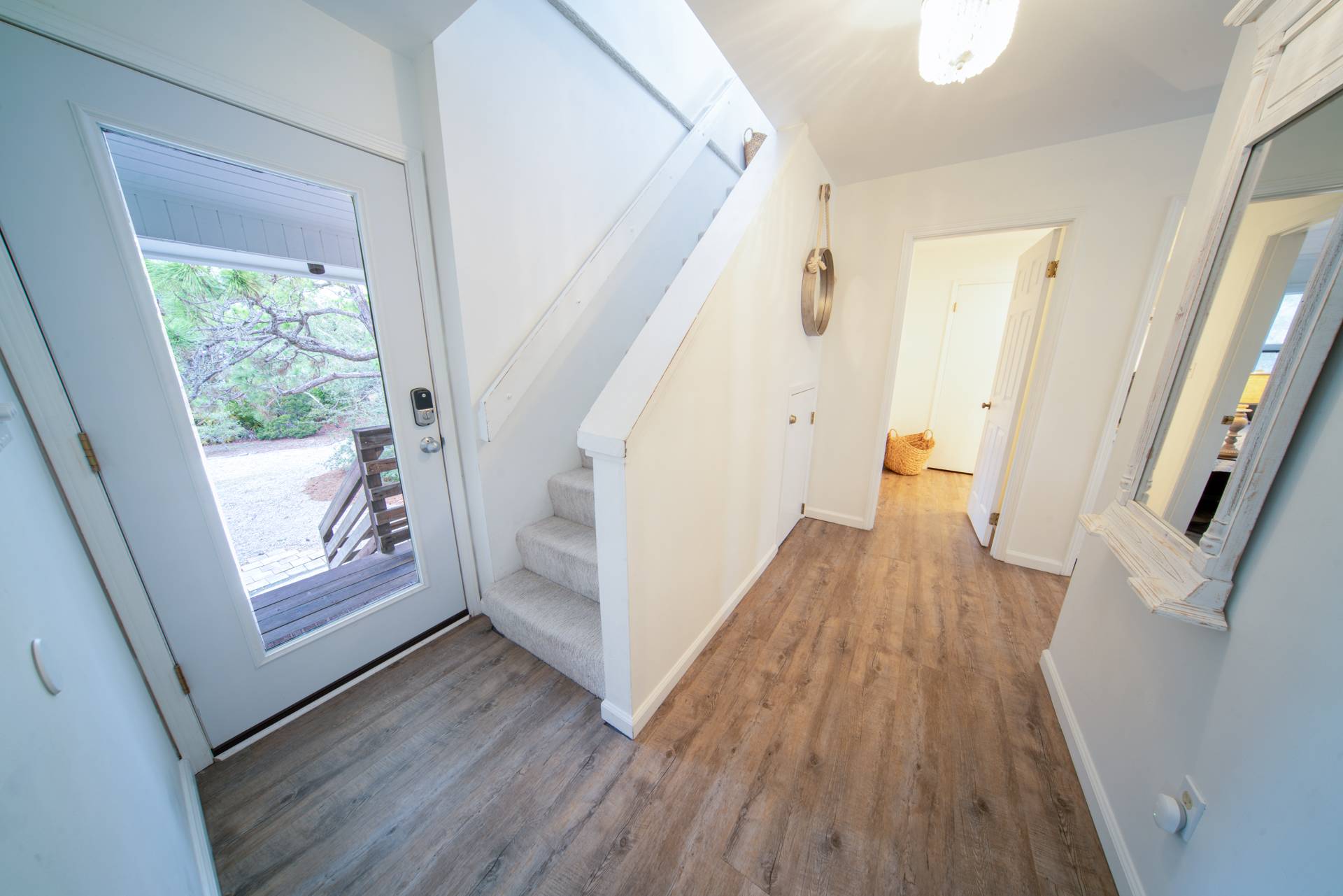 Main entrance and stairs leading to loft bedroom