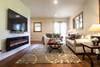 Downstairs living area with queen sleeper sofa.