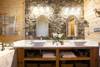 Master bathroom with double sinks.