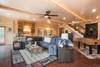 Downstairs den with game area and snack bar.