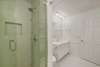SINGLE VANITY & GLASS ENCLOSED WALK IN SHOWER