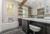 KITCHEN FACING BEAUTIFUL GLASSWARE AND WALL SEAT