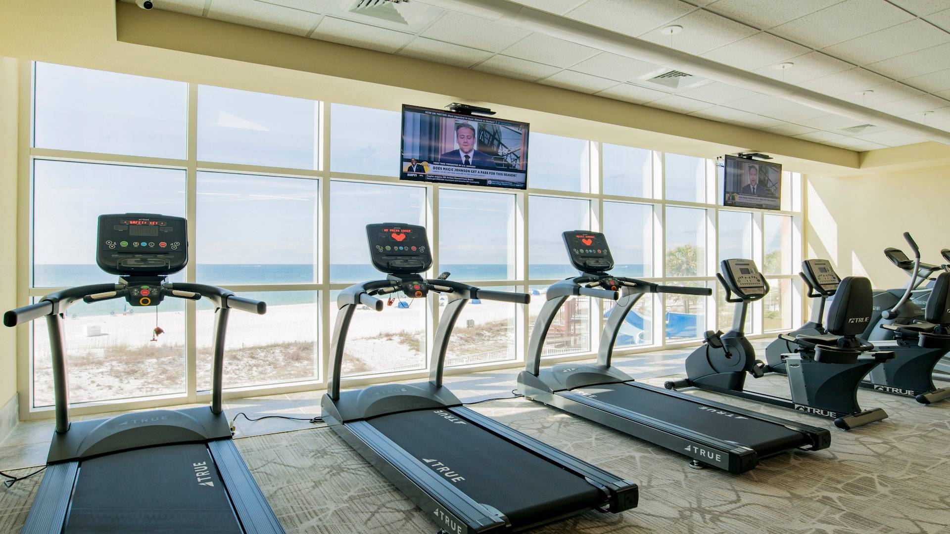 Phoenix Orange Beach Fitness room overlooking the Beach