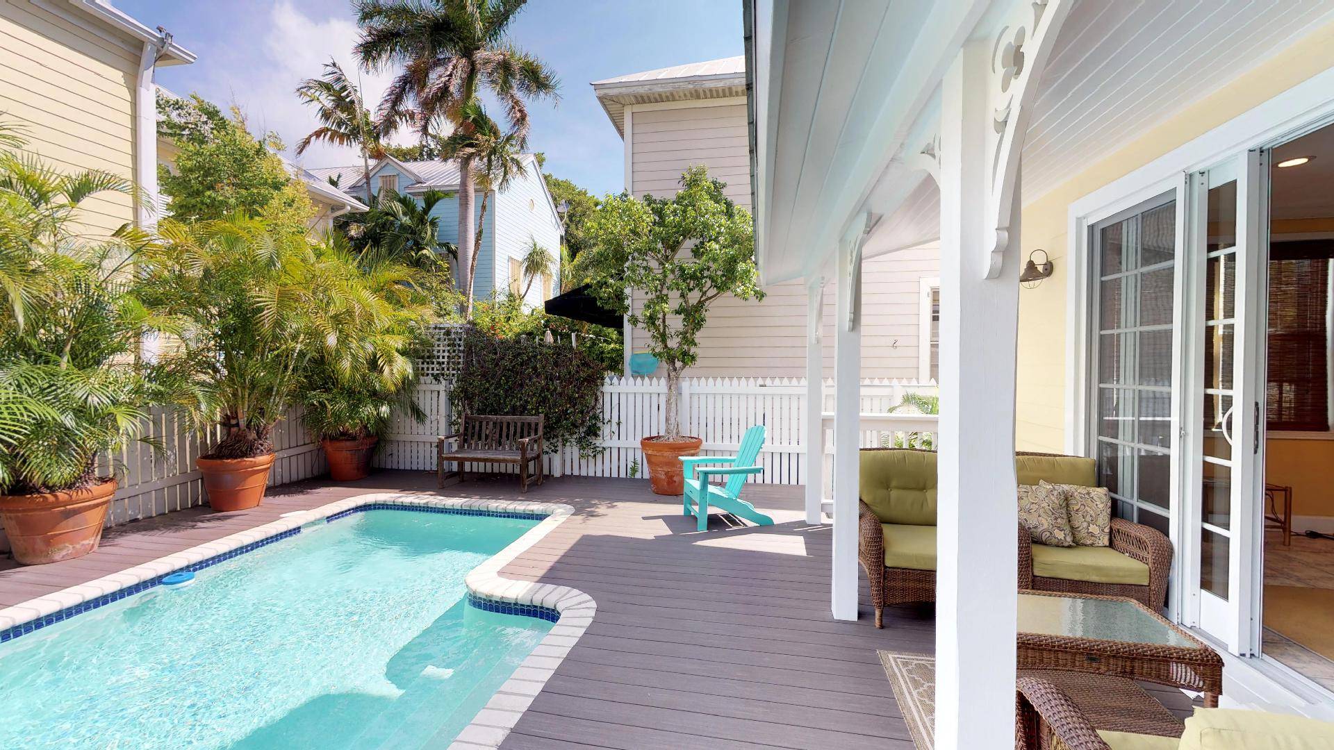 Backyard with pool and covered Lanai 