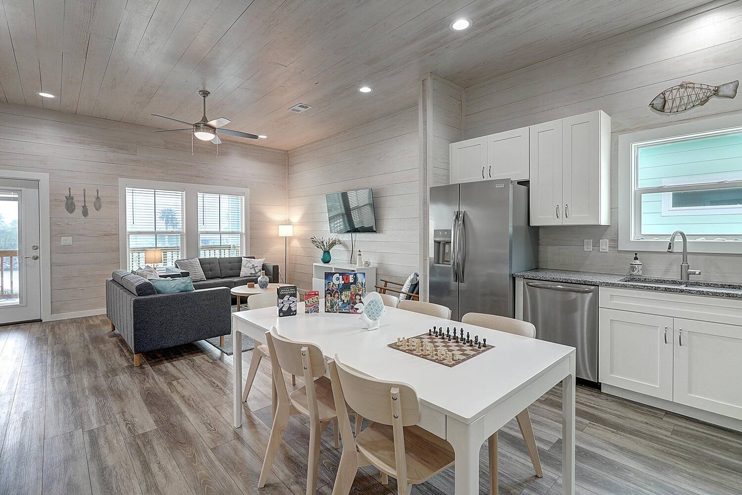 Open Living, Dining, and Kitchen
