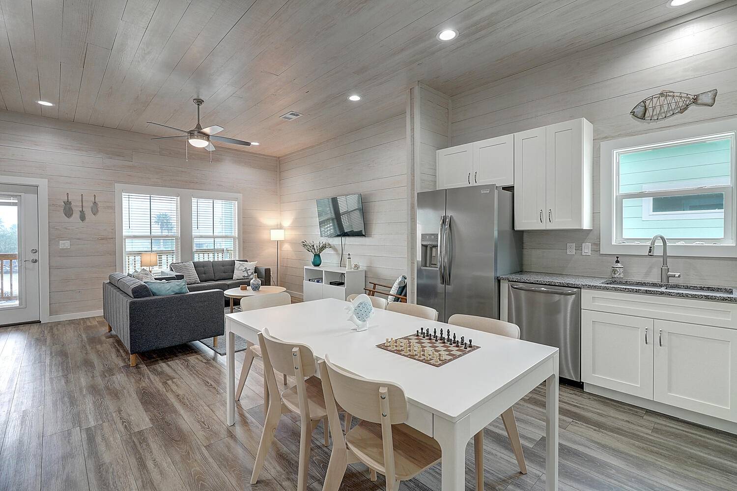Open Living, Dining, and Kitchen