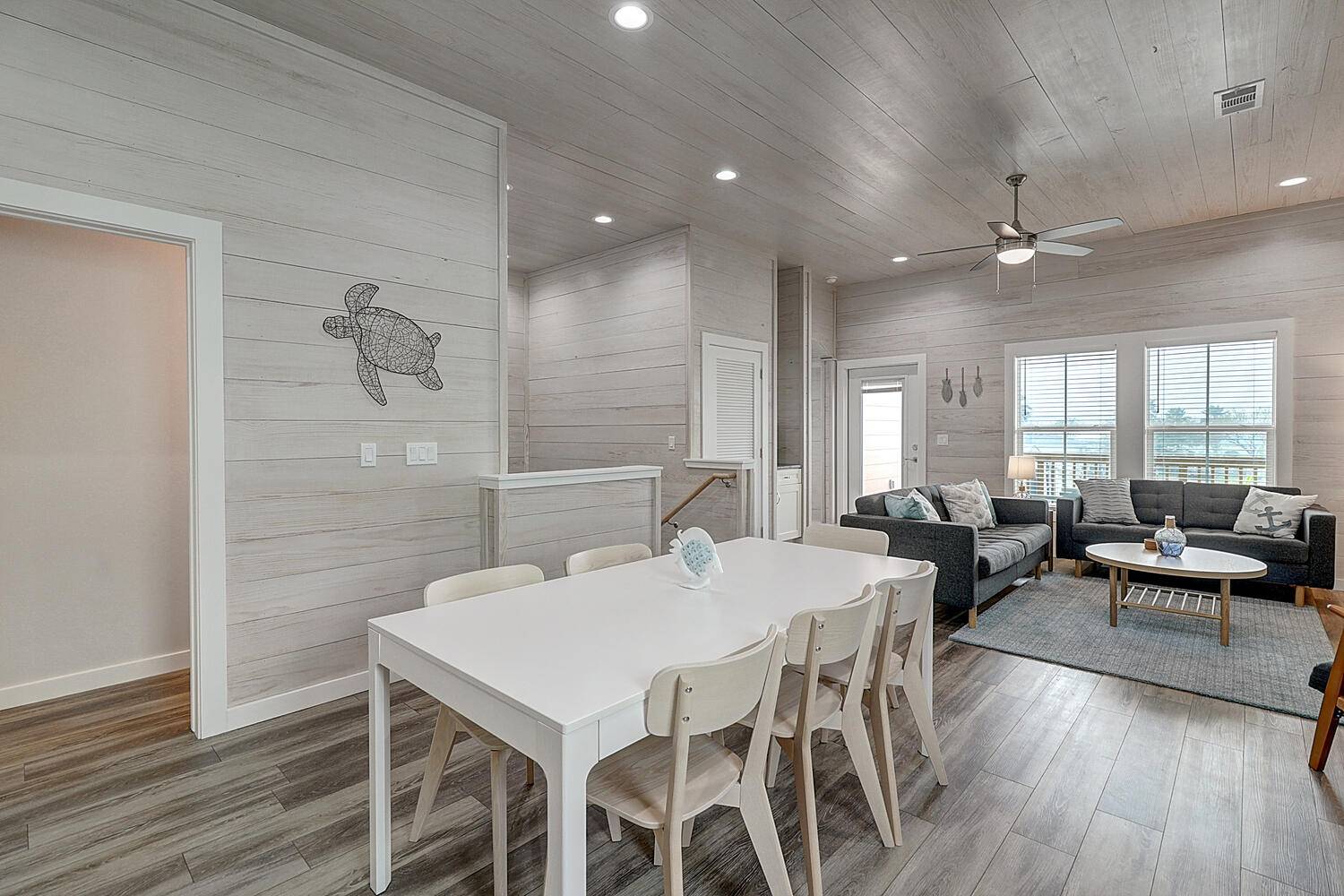 Open Living, Dining, and Kitchen